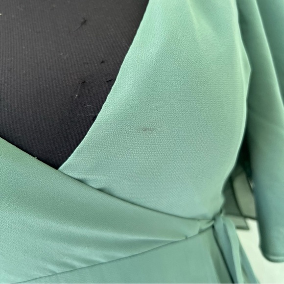 Jenny Yoo BHLDN Ari Bridesmaid Dress Flutter sleeve Gown in Eucalyptus Green 2 - Picture 4 of 11